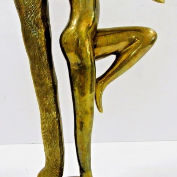 Vintage Brass Art Deco Long Haired Nude Woman Sculpture attributed Klara Sever - Picture 5 of 14